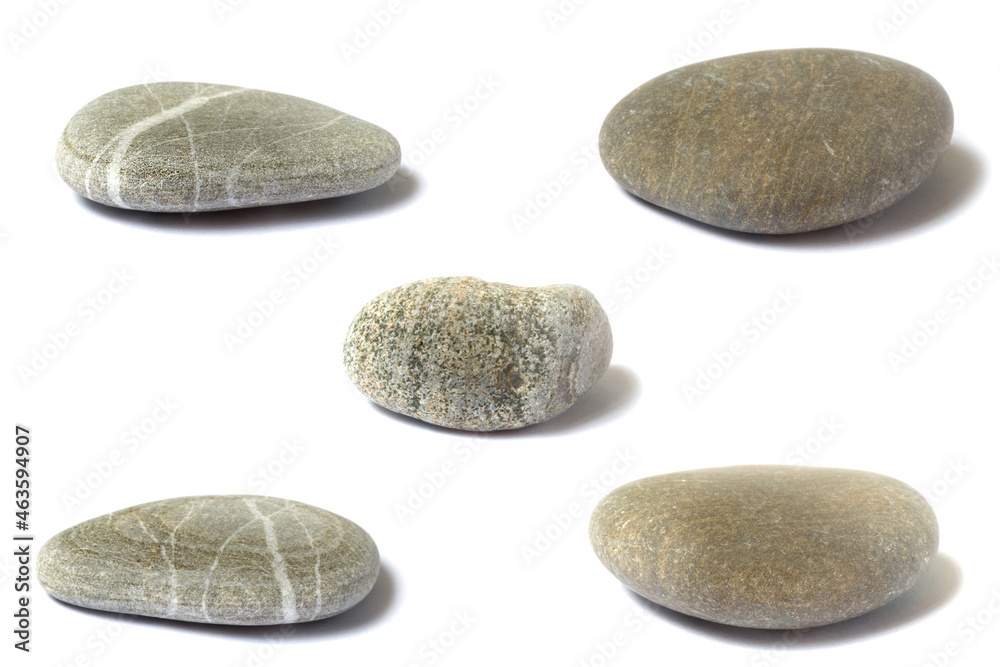 Poster a set of stones with a shadow isolated on a white background