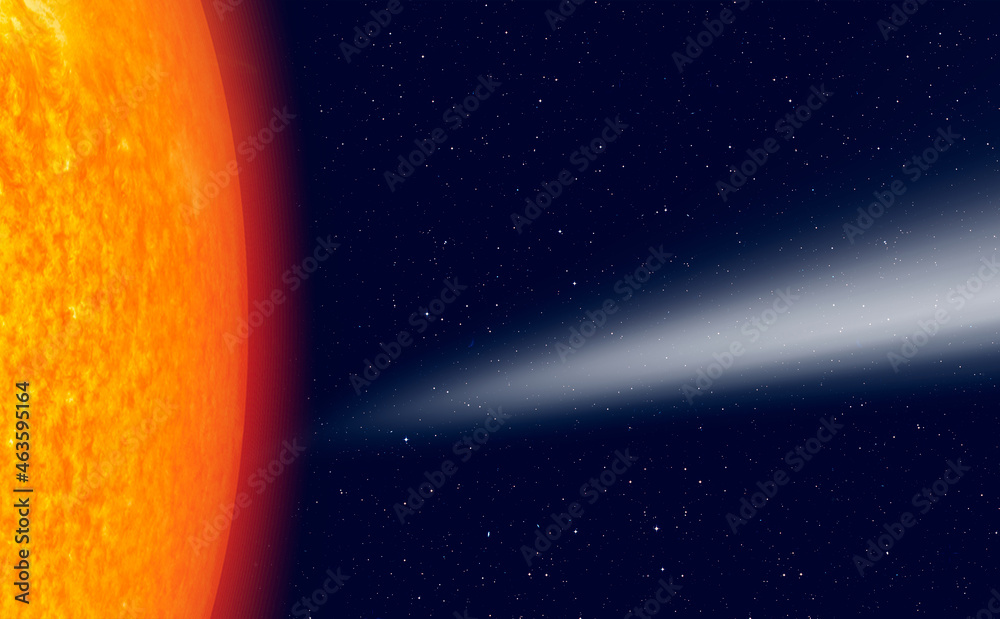 Poster comet on the space with our star is sun 