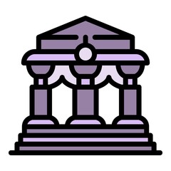 Bank icon. Outline bank vector icon color flat isolated