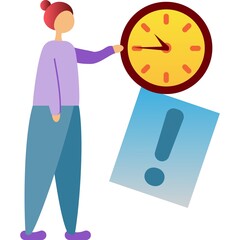 Deadline icon vector stressed woman on white