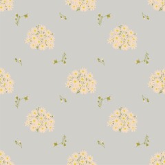 Seamless  pattern bouquets of camomiles on a light background, nice picture for home decor and holiday cards, fabric and wallpaper