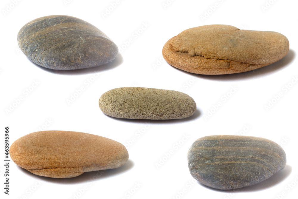 Poster a set of stones with a shadow isolated on a white background