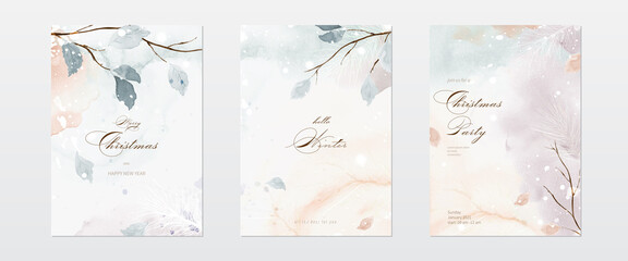 Collection of Christmas watercolor natural earth tone background set