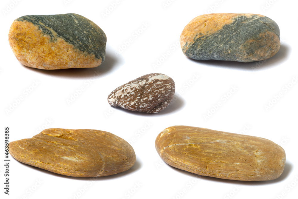 Poster a set of stones with a shadow isolated on a white background