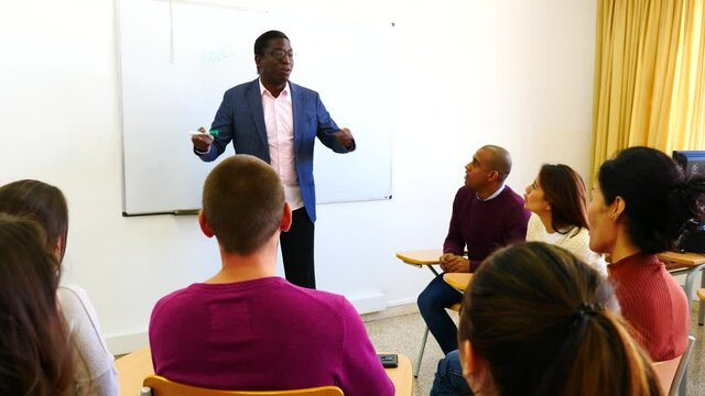 Coach conducts business training at the university 