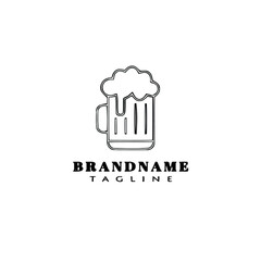 beer glasses cartoon logo icon design template black vector