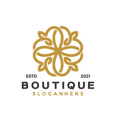 Gold boutique flower ornament logo and icon design vector concept for template