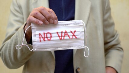 Europe, Italy Milan -  No vax people protest against Vaccination Covid-19 Coronavirus - AstraZeneca...