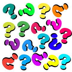 Vector image of question mark with various colors.