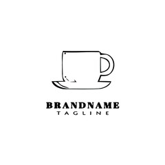 cup cartoon logo design template icon black isolated vector illustration