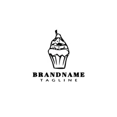 cupcake logo cartoon icon design template black vector illustration