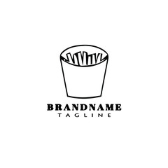 french fries cartoon logo icon design template black isolated vector illustration