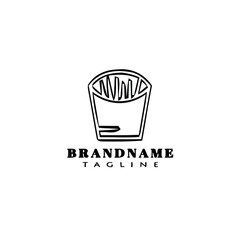 french fries cartoon logo icon design template black isolated vector