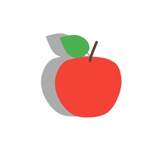Red apple vector icon with shadow