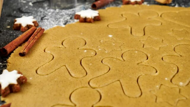 cooking gingerbread cookies- raw dough and spices