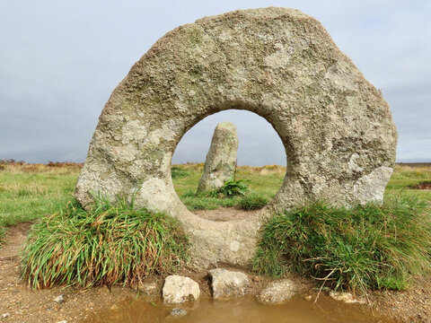 Men an Tol or 'Crick Stone' is a standing stone with hole dating from Neolithic or Bronze Age, located in Cornwall