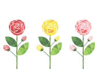 Rose flower illustration set (white background, vector, cut out)