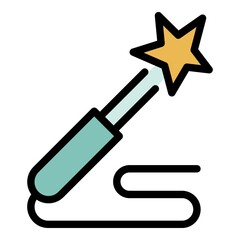 Power cable broken icon. Outline power cable broken vector icon color flat isolated