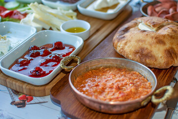 A classic Turkish breakfast at the cafe.