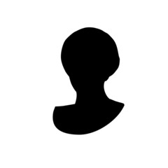 Silhouette or icon of a female face. Profile of a woman's avatar.Black isolated on a white background.