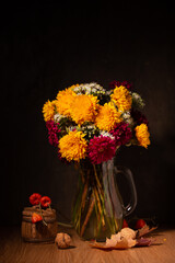 Classic still life with a bouquet of autumn flowers © Galina Semenko