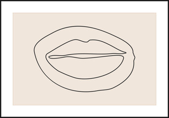 Minimalist contemporary woman beauty lips line art