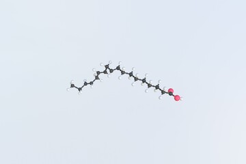Linolenic acid molecule, scientific molecular model, looping 3d animation