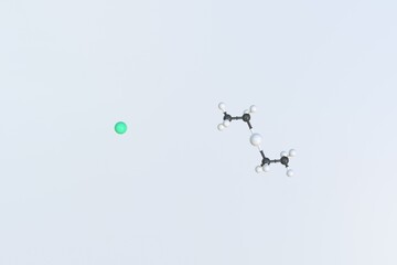 Molecule of diethyl aluminium chloride, isolated molecular model. 3D rendering