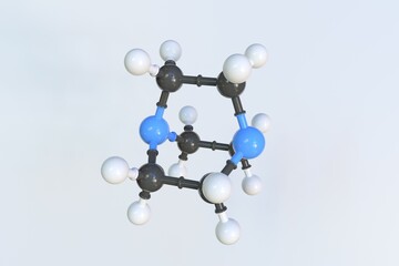 Molecule of triethylenediamine, isolated molecular model. 3D rendering