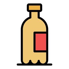 Plastic drink bottle icon. Outline plastic drink bottle vector icon color flat isolated