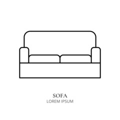 Movie watch line icon concept. Sofa or couch outline stroke element. Watching film element. Watching cinema at home. Editable stroke vector illustration