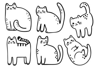 Cartoon cute digital stamp cats vector.