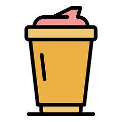 Latte cup icon. Outline latte cup vector icon color flat isolated
