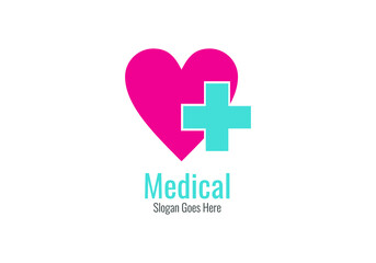 Obraz premium love or heart medical logo design 