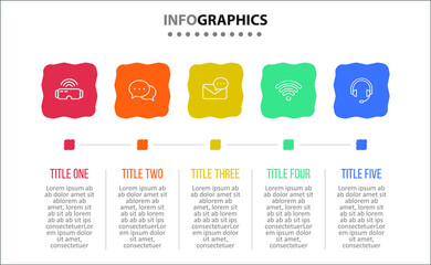Vector Infographic design with icons. 5 options or 5 steps. process diagram, flow chart, info graph, Infographics for business concept, presentations banner, workflow layout.