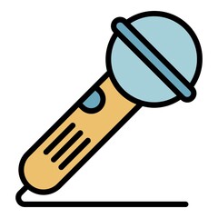 Microphone icon. Outline microphone vector icon color flat isolated
