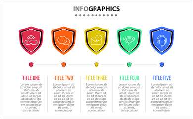 Vector Infographic design with icons. 5 options or 5 steps. process diagram, flow chart, info graph, Infographics for business concept, presentations banner, workflow layout.