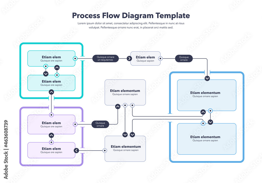 Poster Modern infographic for process flow diagram. Flat design, easy to use for your website or presentation.