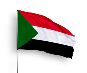Sudan flag isolated on white background. close up waving flag of Sudan. flag symbols of Sudan. Concept of Sudan.