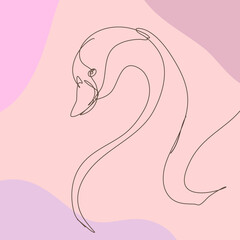 Swan Head Isolated on Soft Pastel Background with Modern Spots. Animal Design with Editable Stroke. Elegant Minimalistic Artwork.