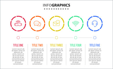 Vector Infographic design with icons. 5 options or 5 steps. process diagram, flow chart, info graph, Infographics for business concept, presentations banner, workflow layout.