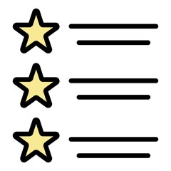 Star list celebrity icon. Outline star list celebrity vector icon color flat isolated