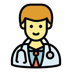 Doctor icon. Outline doctor vector icon color flat isolated