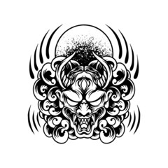 Red Devil Mask Japan Silhouette