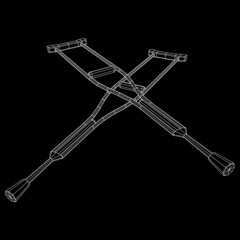 Crutches medical walking sticks for rehabilitation of broken leg. Treatment of people with leg injuries. Wireframe low poly mesh vector illustration.