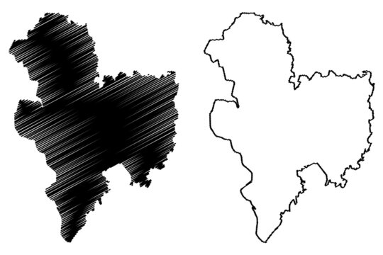 Malda district (West Bengal State, Republic of India) map vector illustration, scribble sketch Maldah or Maldaha map