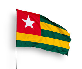 Togo flag isolated on white background. close up waving flag of Togo. flag symbols of Togo. Concept of Togo.