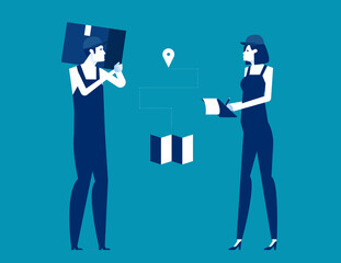 Delivery worker character style design. Flat cartoon vector illustration