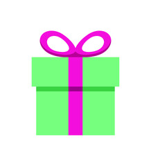 Gift box, present wrapped isolated on white. Marketing gift box icon. Flat illustration of Marketing gift box vector icon for web design. Sale, shopping concept. Collection for Birthday, Christmas.