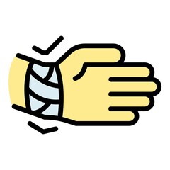 Wrist plaster icon. Outline wrist plaster vector icon color flat isolated
